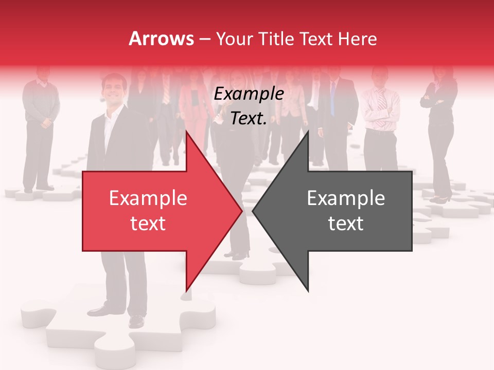 A Group Of Business People Standing In Front Of A Puzzle Piece PowerPoint Template