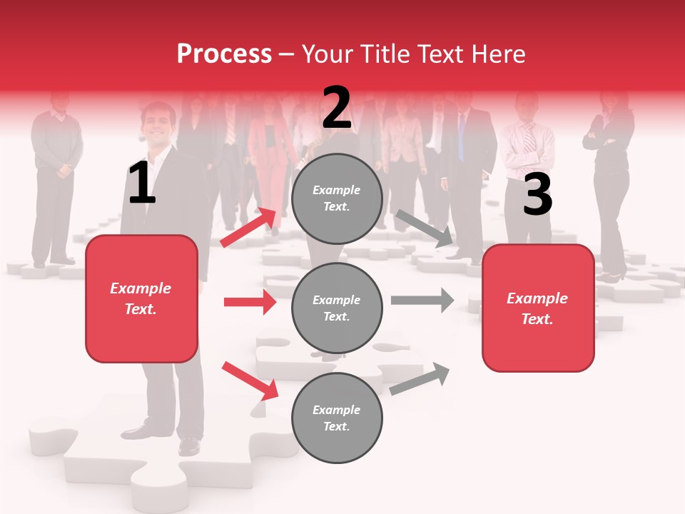 A Group Of Business People Standing In Front Of A Puzzle Piece PowerPoint Template