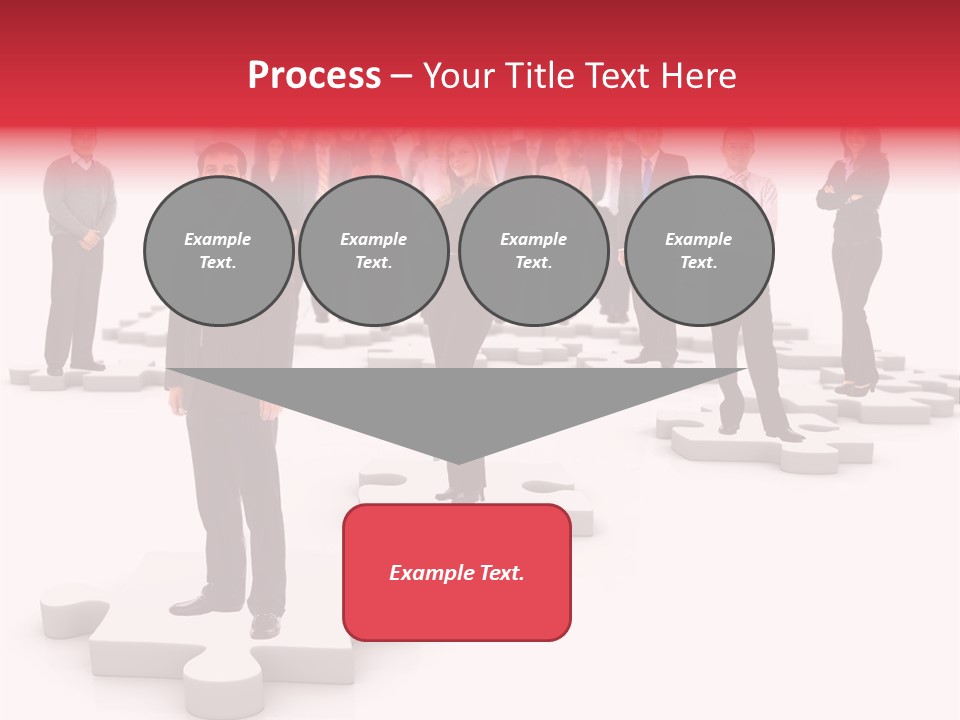 A Group Of Business People Standing In Front Of A Puzzle Piece PowerPoint Template