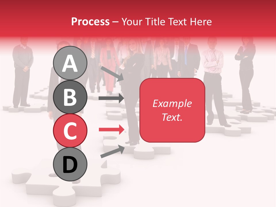 A Group Of Business People Standing In Front Of A Puzzle Piece PowerPoint Template