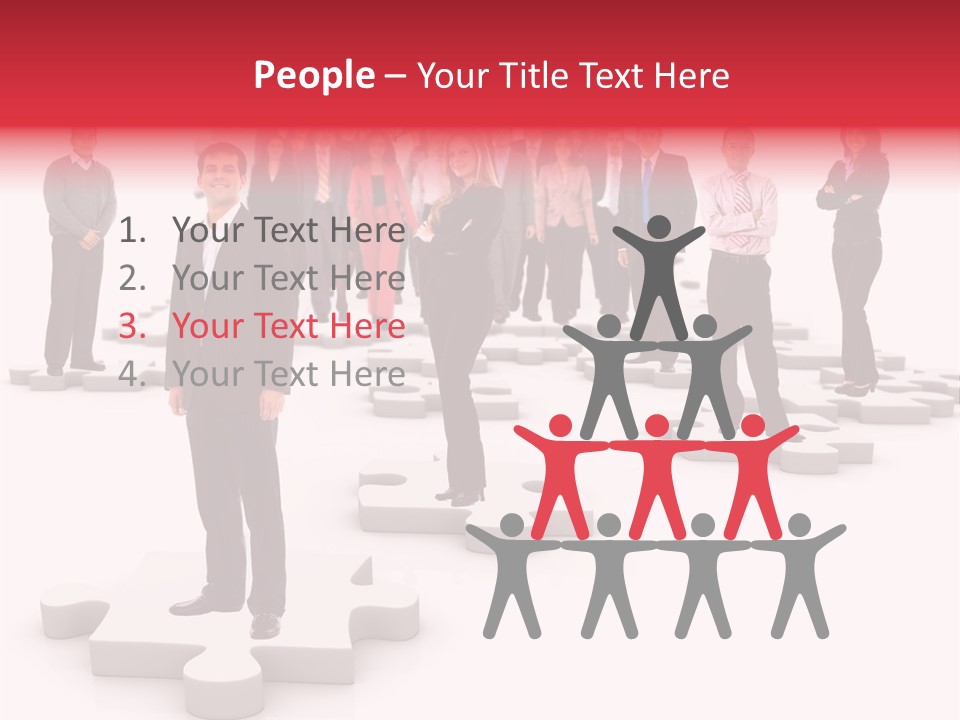 A Group Of Business People Standing In Front Of A Puzzle Piece PowerPoint Template