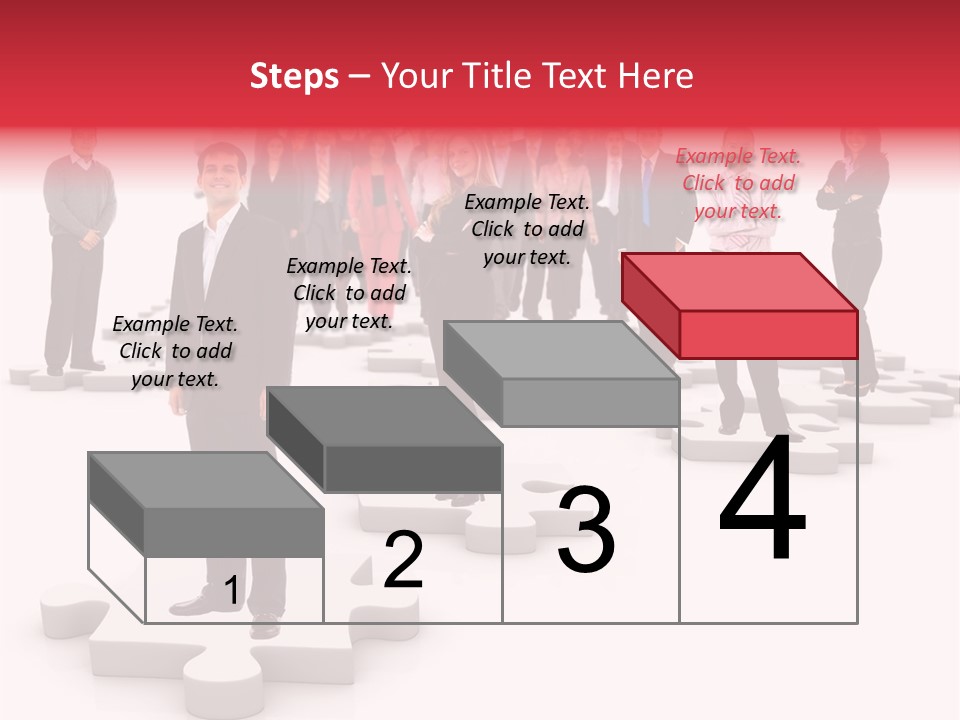 A Group Of Business People Standing In Front Of A Puzzle Piece PowerPoint Template