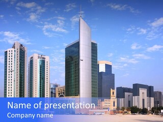 Qatari Skyline Sky PowerPoint Template