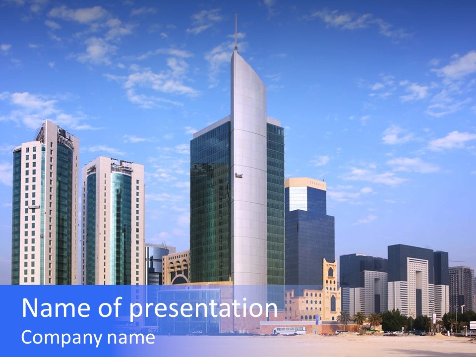 Qatari Skyline Sky PowerPoint Template