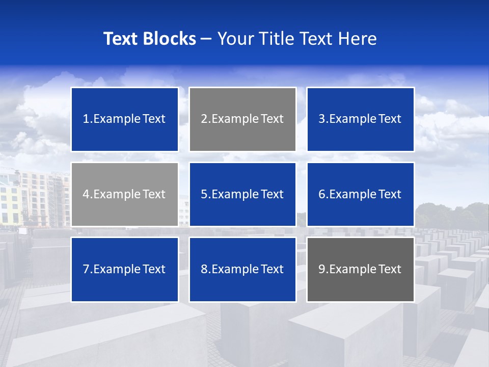 A Large Group Of Cement Blocks With A Sky Background PowerPoint Template