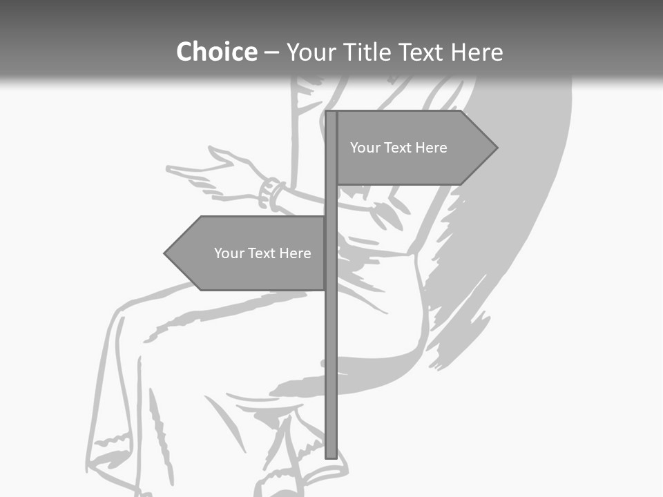 A Black And White Picture Of A Woman Sitting In A Chair PowerPoint Template