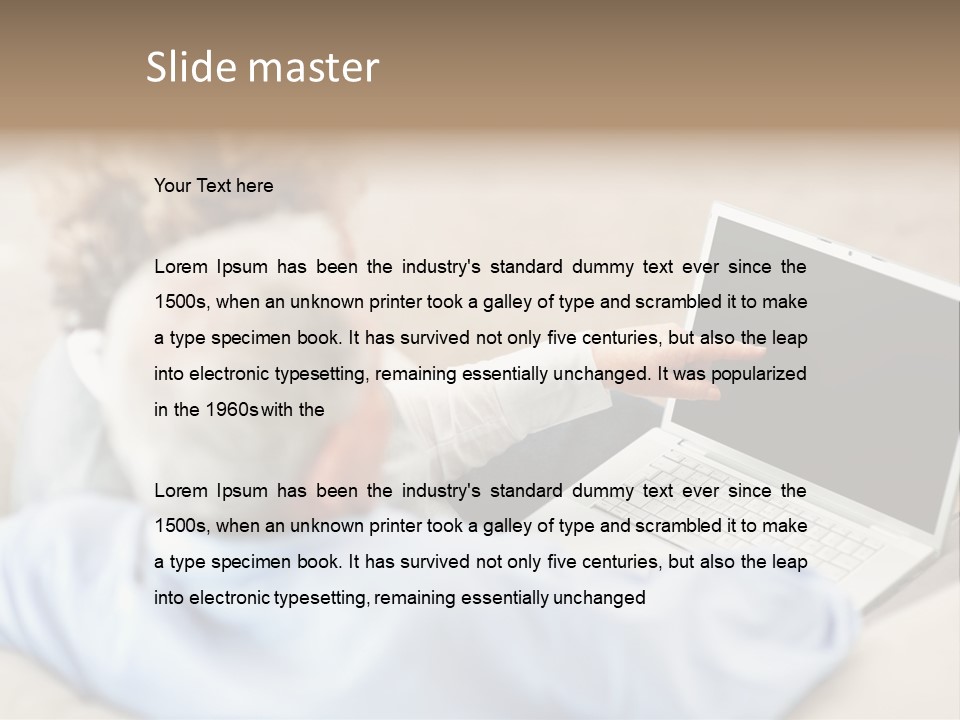 A Woman Pointing At A Laptop Computer Screen PowerPoint Template