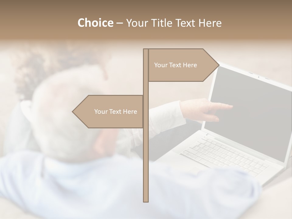 A Woman Pointing At A Laptop Computer Screen PowerPoint Template