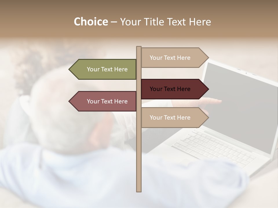 A Woman Pointing At A Laptop Computer Screen PowerPoint Template