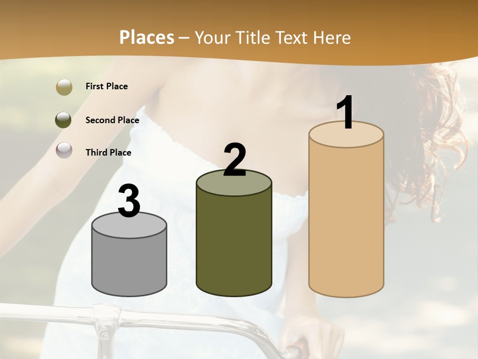 A Woman In A White Dress Riding A Bike PowerPoint Template