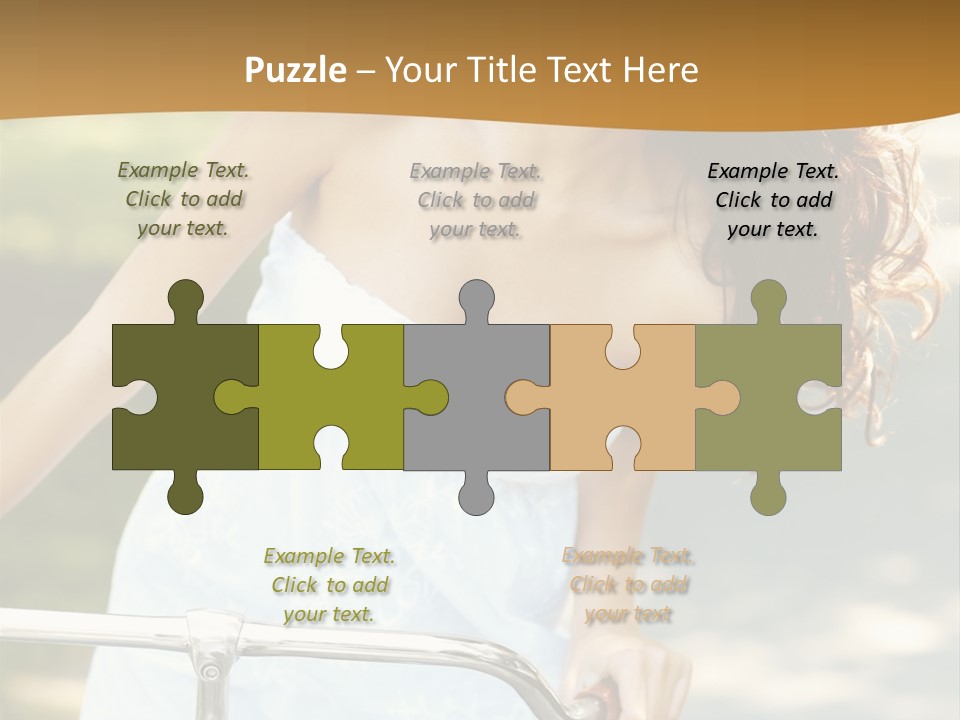 A Woman In A White Dress Riding A Bike PowerPoint Template