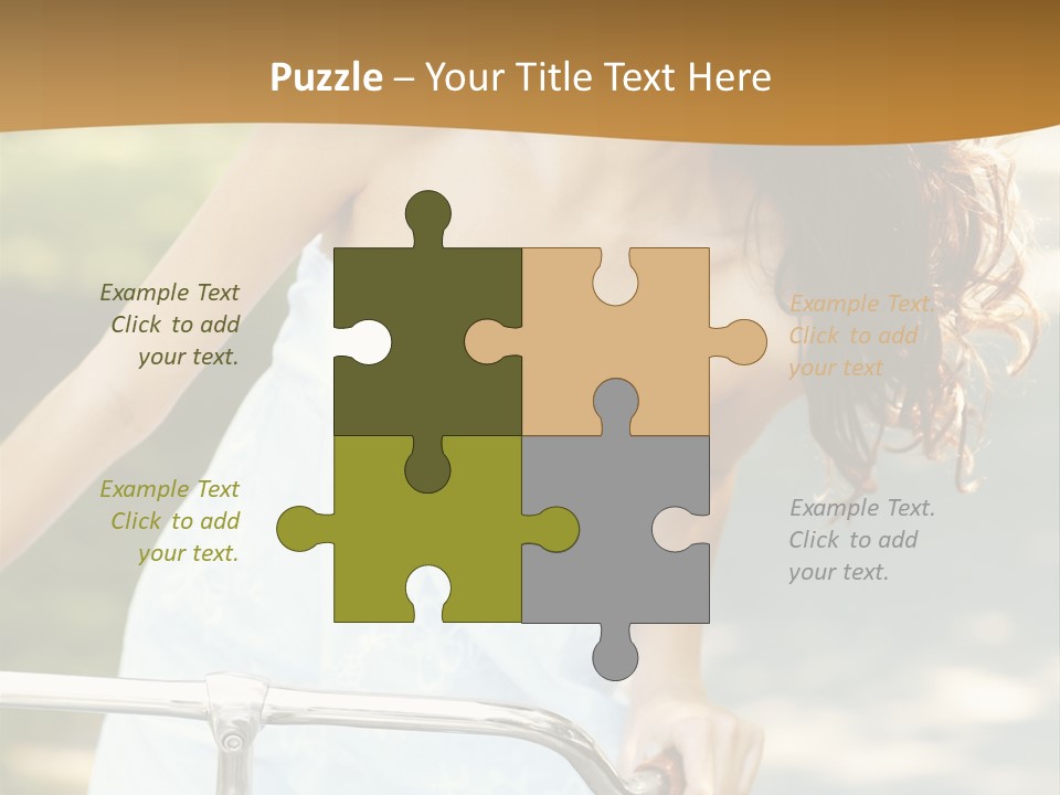 A Woman In A White Dress Riding A Bike PowerPoint Template