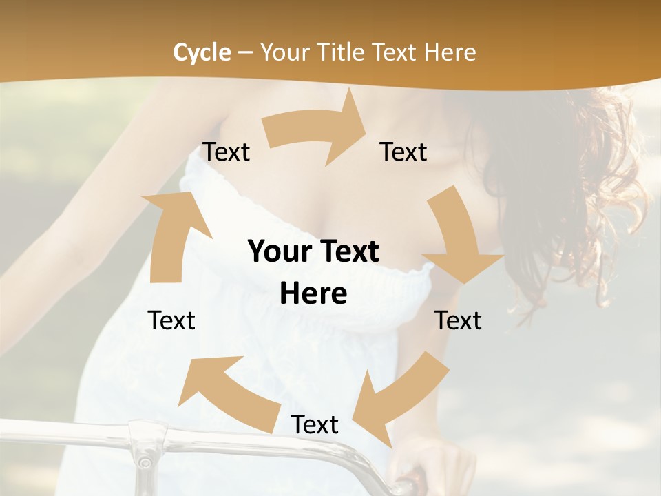 A Woman In A White Dress Riding A Bike PowerPoint Template