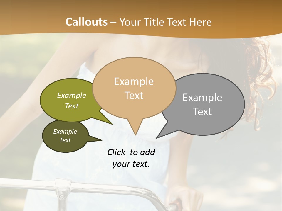 A Woman In A White Dress Riding A Bike PowerPoint Template