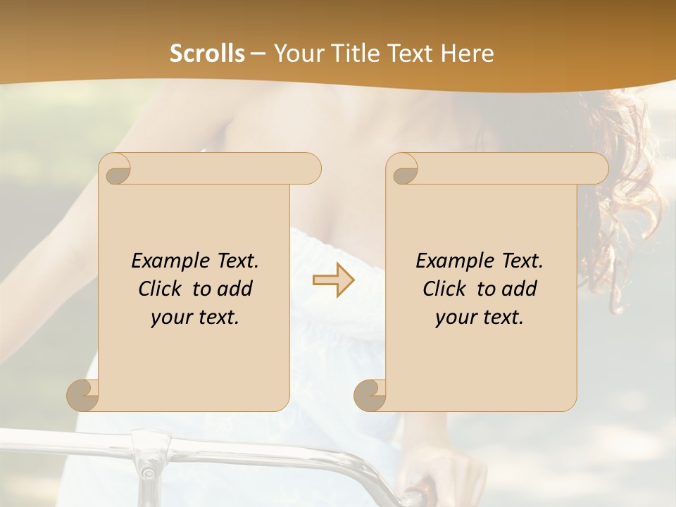 A Woman In A White Dress Riding A Bike PowerPoint Template