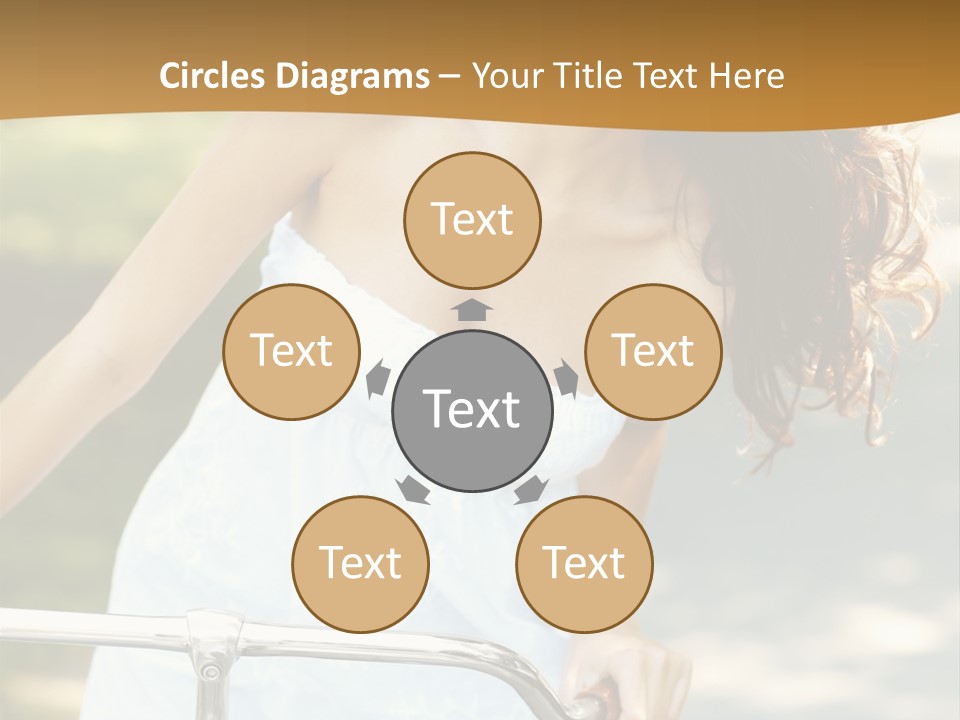 A Woman In A White Dress Riding A Bike PowerPoint Template