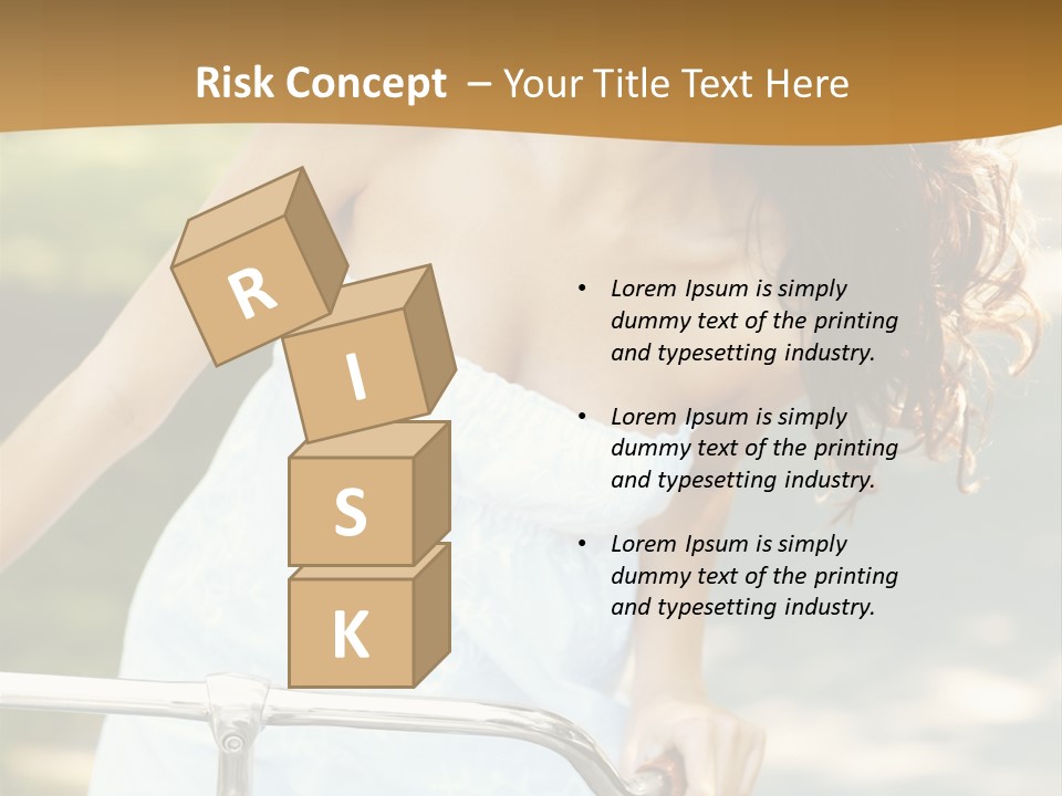 A Woman In A White Dress Riding A Bike PowerPoint Template