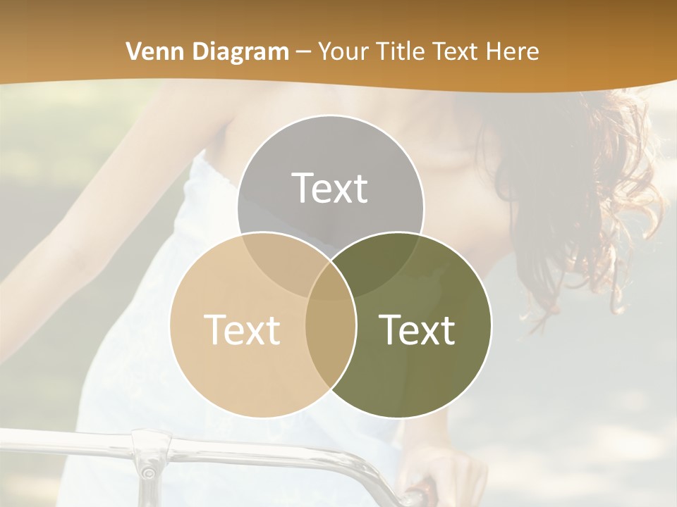 A Woman In A White Dress Riding A Bike PowerPoint Template