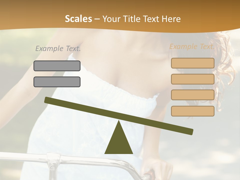 A Woman In A White Dress Riding A Bike PowerPoint Template