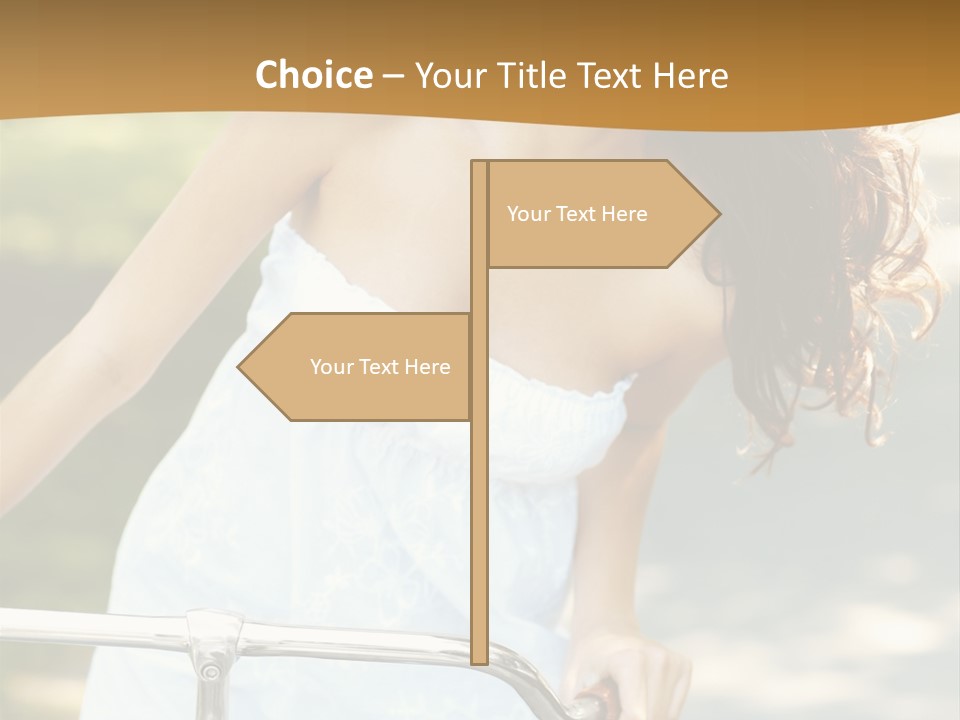 A Woman In A White Dress Riding A Bike PowerPoint Template