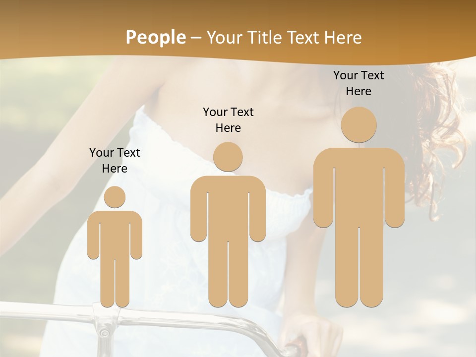 A Woman In A White Dress Riding A Bike PowerPoint Template