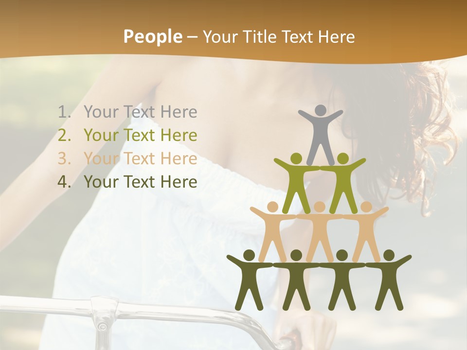 A Woman In A White Dress Riding A Bike PowerPoint Template