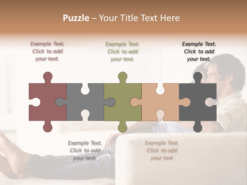 A Man And Woman Sitting On A Couch With A Remote Control PowerPoint Template