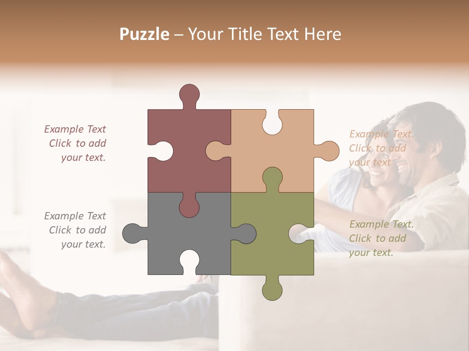 A Man And Woman Sitting On A Couch With A Remote Control PowerPoint Template