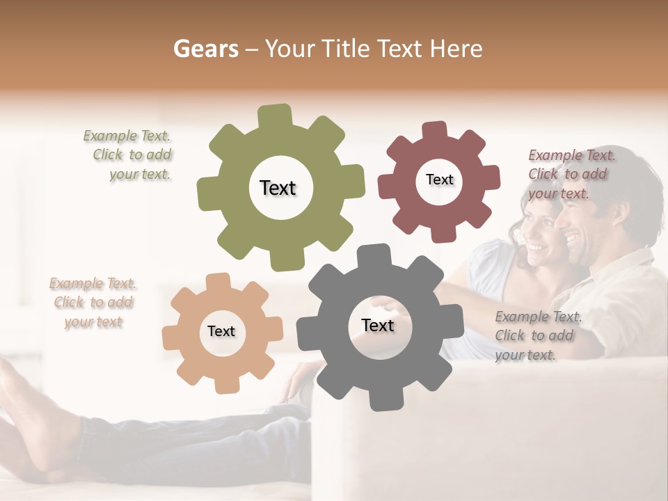 A Man And Woman Sitting On A Couch With A Remote Control PowerPoint Template