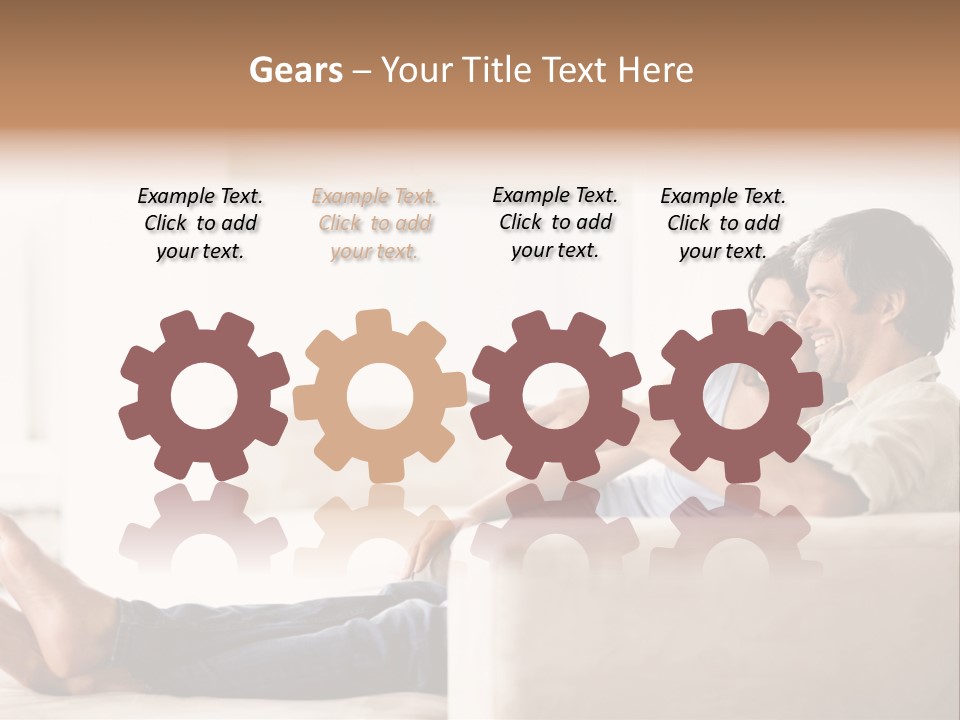 A Man And Woman Sitting On A Couch With A Remote Control PowerPoint Template