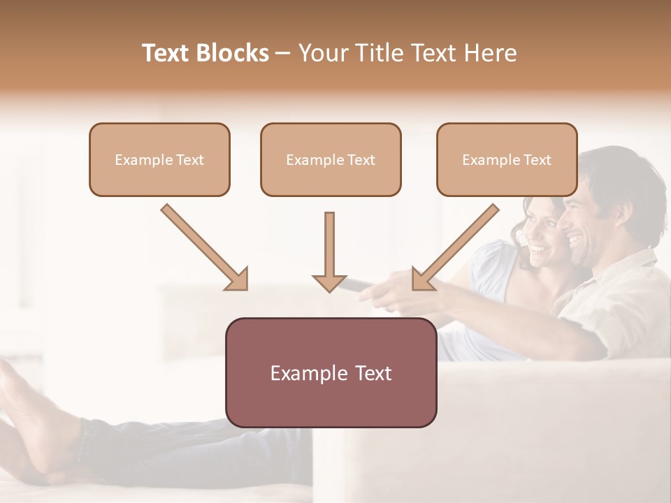 A Man And Woman Sitting On A Couch With A Remote Control PowerPoint Template