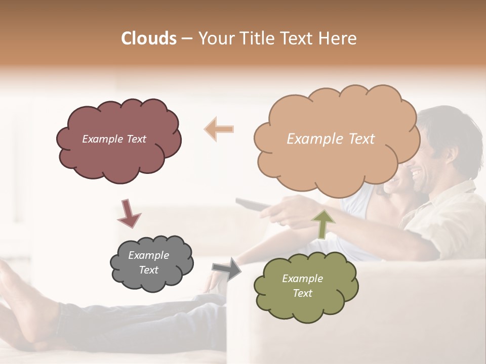 A Man And Woman Sitting On A Couch With A Remote Control PowerPoint Template