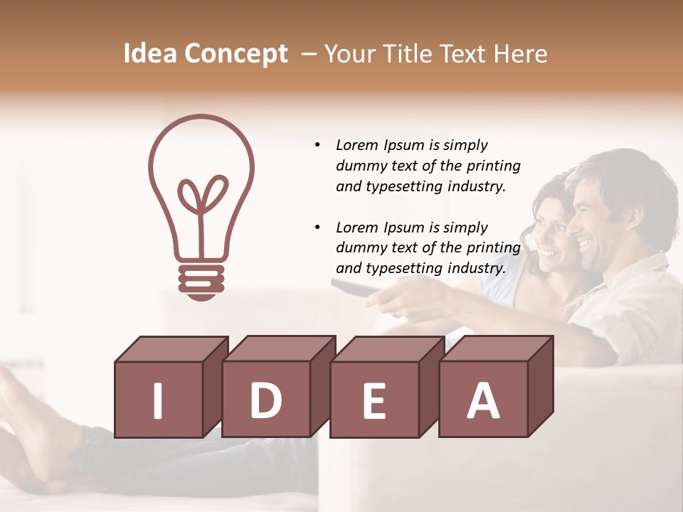 A Man And Woman Sitting On A Couch With A Remote Control PowerPoint Template