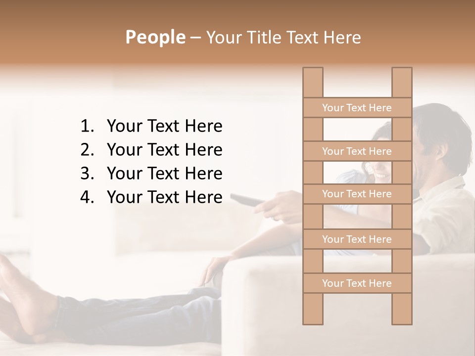 A Man And Woman Sitting On A Couch With A Remote Control PowerPoint Template