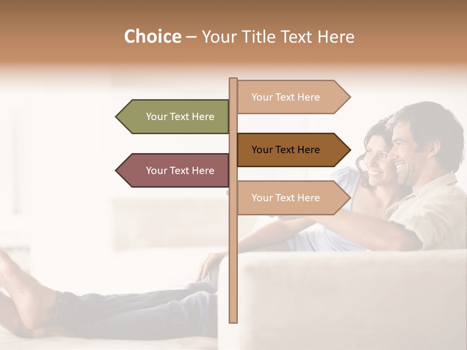 A Man And Woman Sitting On A Couch With A Remote Control PowerPoint Template