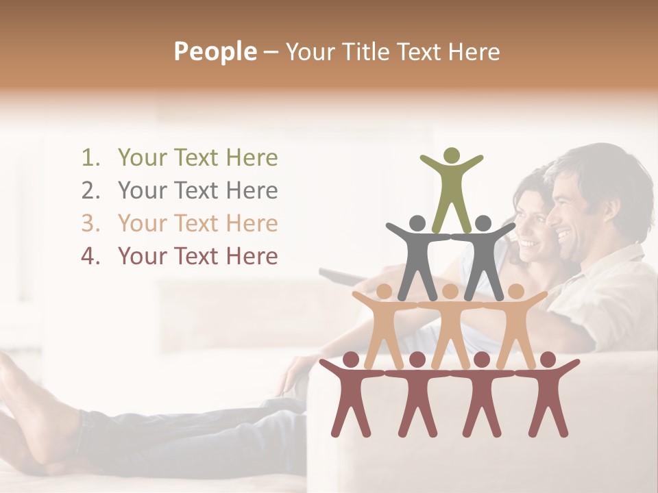 A Man And Woman Sitting On A Couch With A Remote Control PowerPoint Template