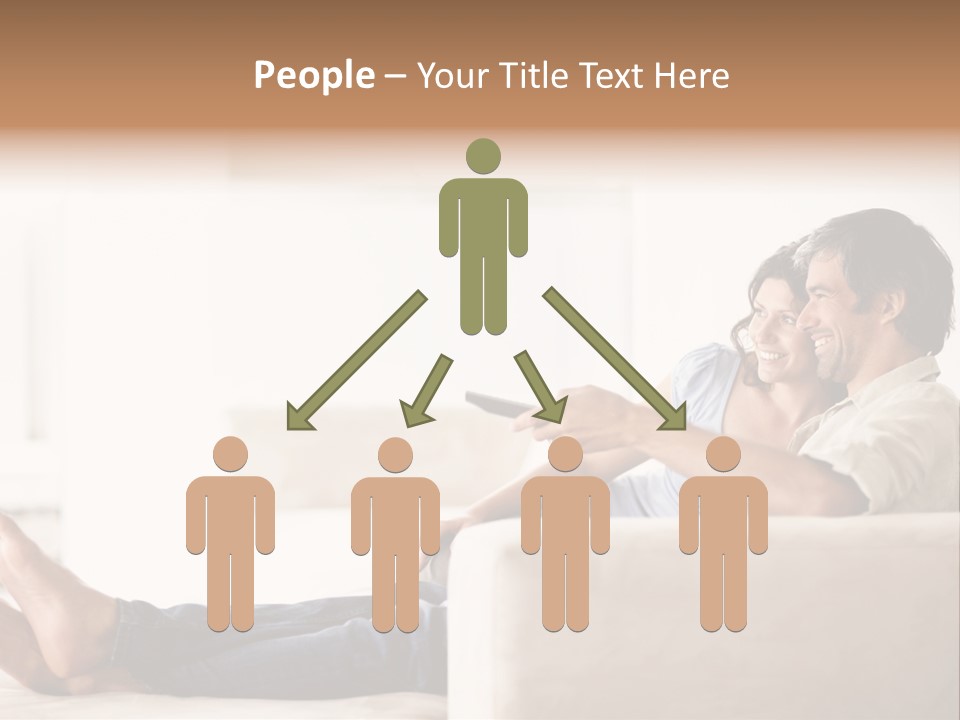 A Man And Woman Sitting On A Couch With A Remote Control PowerPoint Template