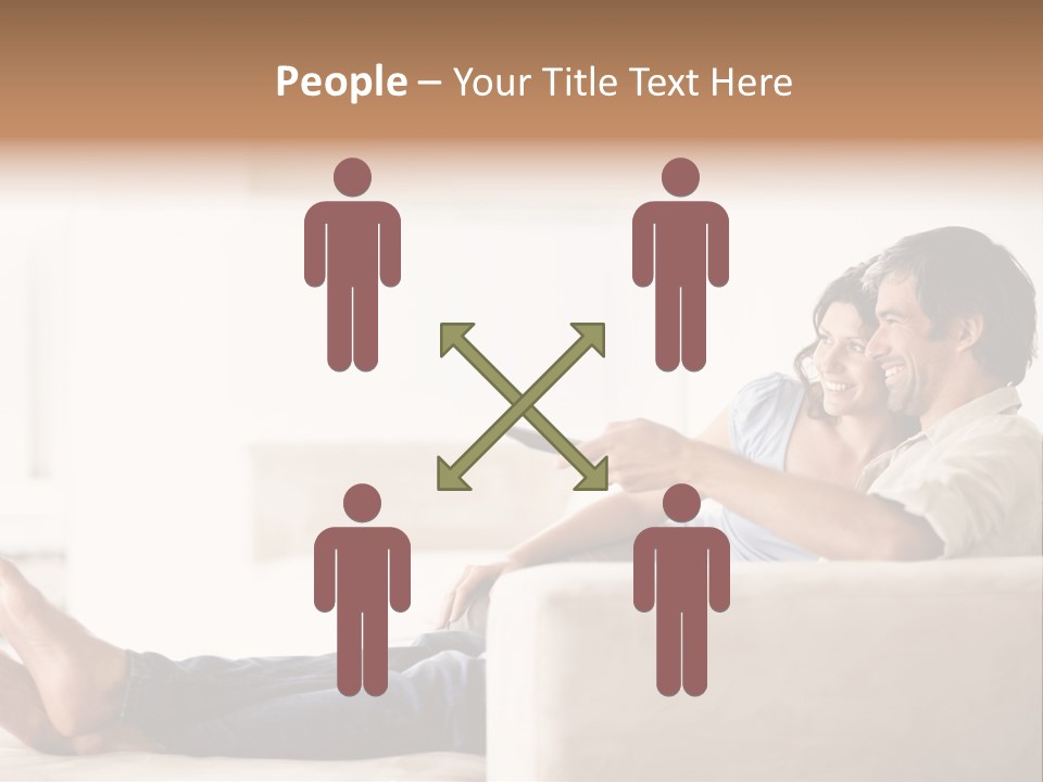 A Man And Woman Sitting On A Couch With A Remote Control PowerPoint Template