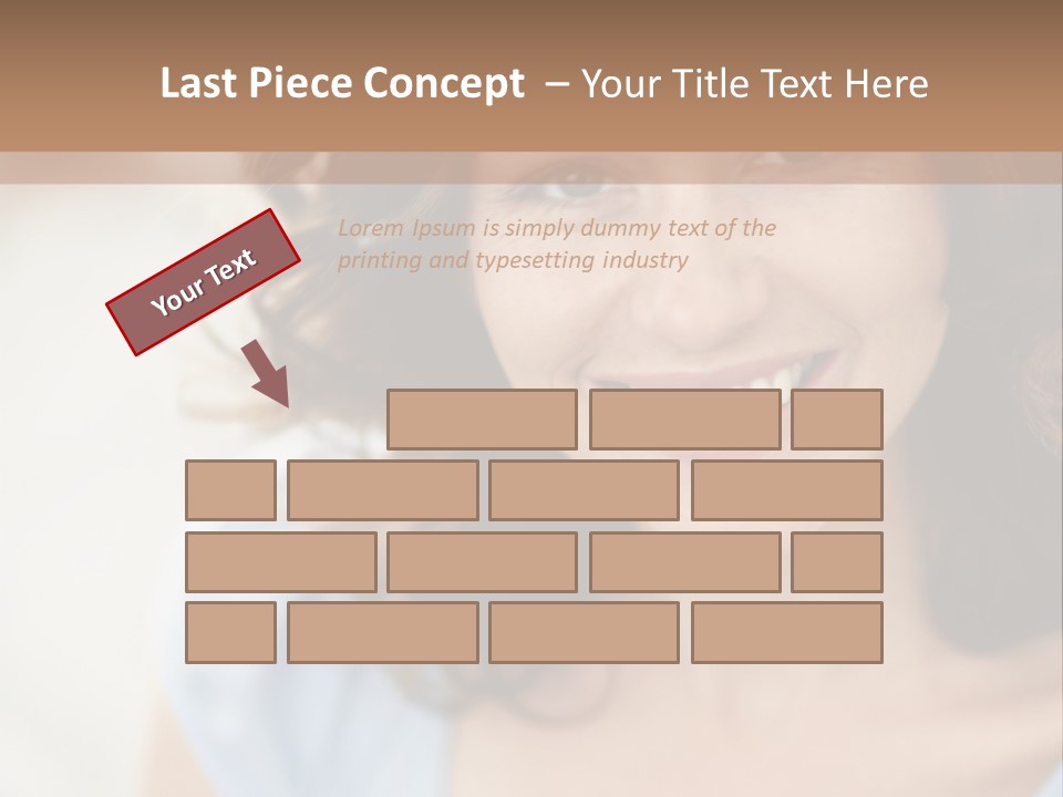 A Woman Is Smiling While Standing Behind A Wall PowerPoint Template