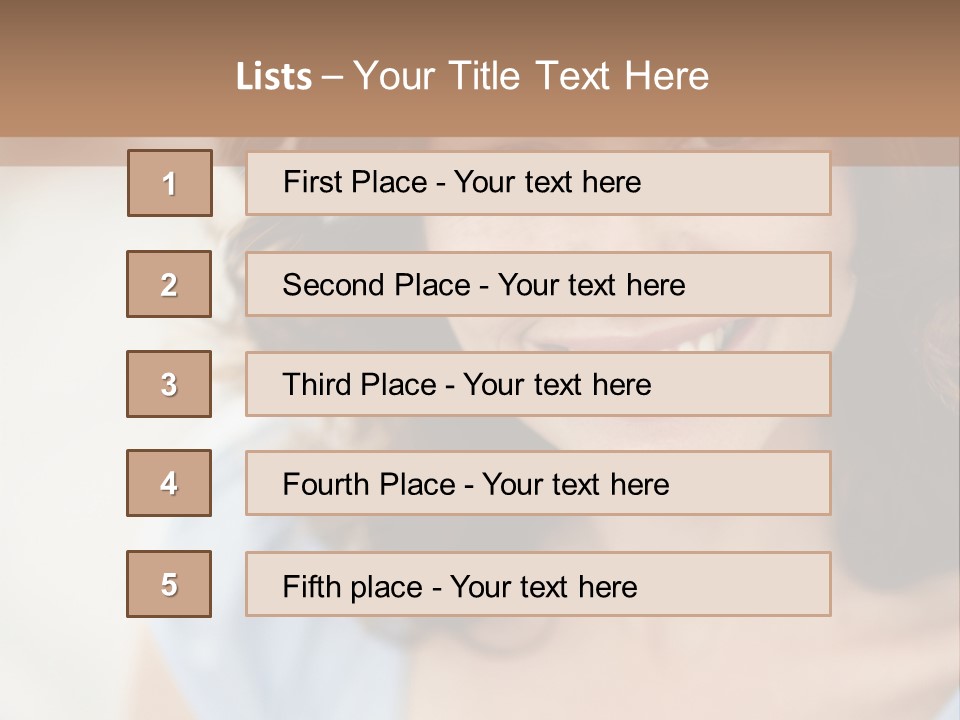 A Woman Is Smiling While Standing Behind A Wall PowerPoint Template