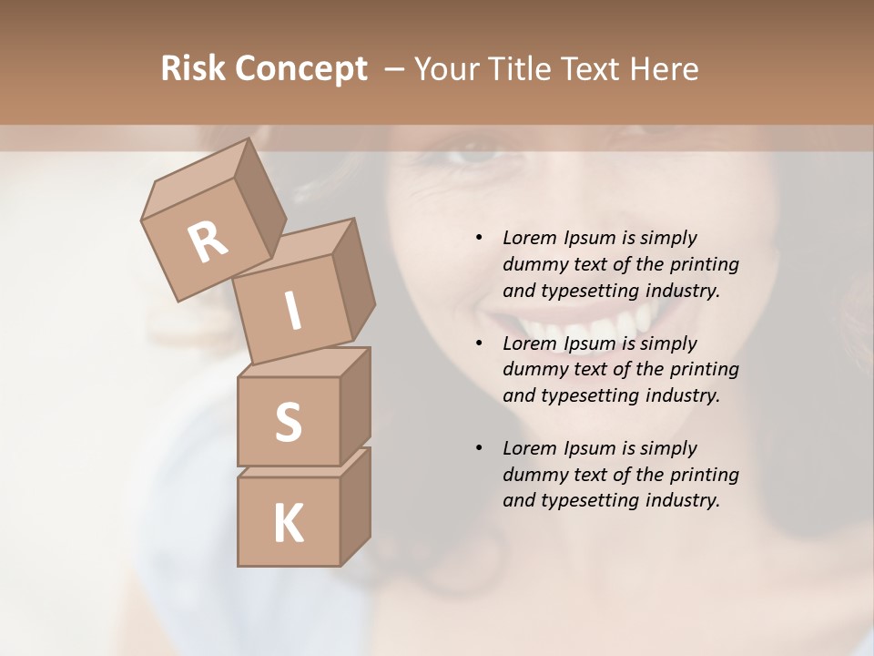 A Woman Is Smiling While Standing Behind A Wall PowerPoint Template