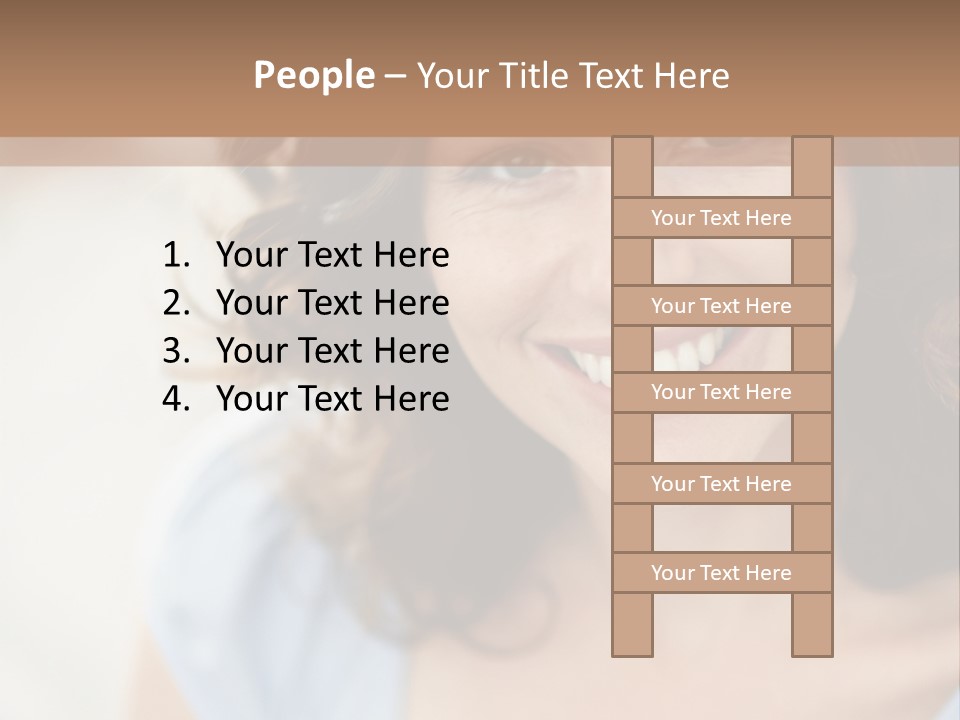 A Woman Is Smiling While Standing Behind A Wall PowerPoint Template