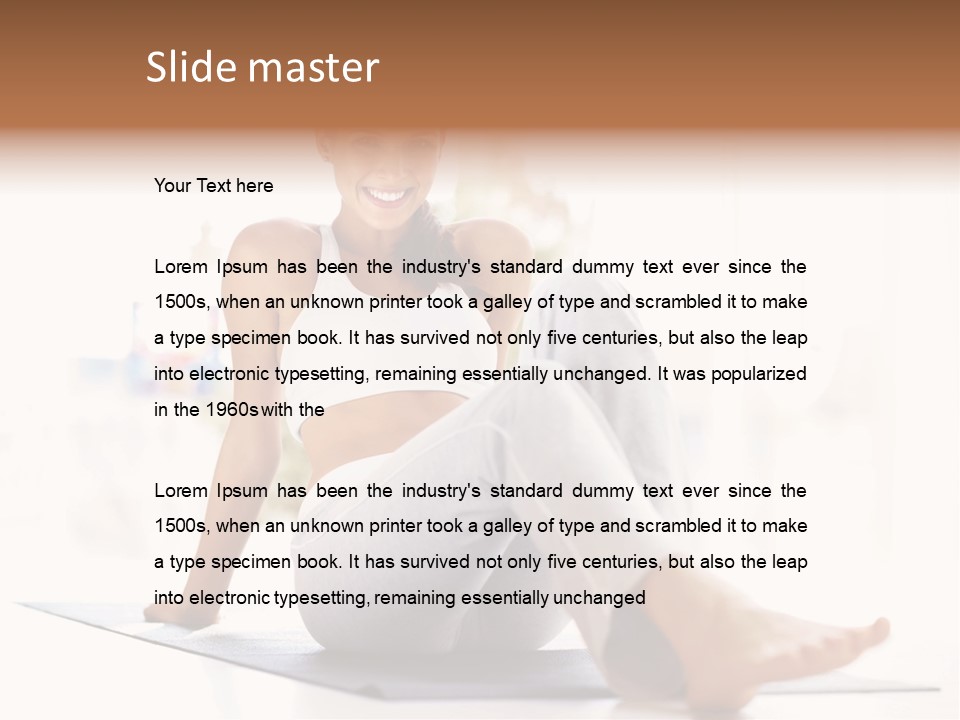 A Woman Sitting On The Floor With Her Legs Crossed PowerPoint Template