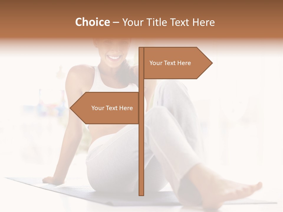 A Woman Sitting On The Floor With Her Legs Crossed PowerPoint Template