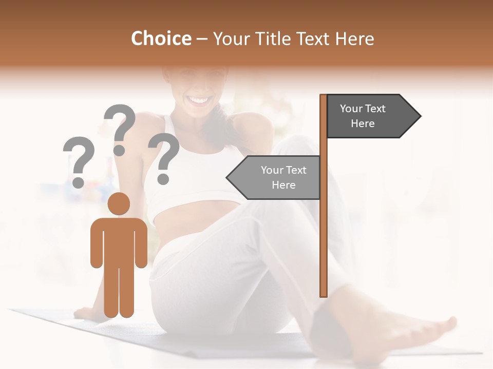 A Woman Sitting On The Floor With Her Legs Crossed PowerPoint Template