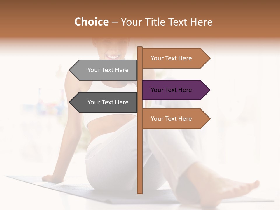 A Woman Sitting On The Floor With Her Legs Crossed PowerPoint Template