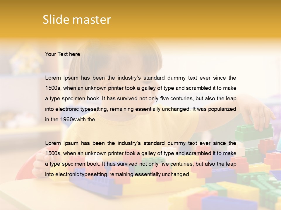 A Little Girl Playing With Legos At A Table PowerPoint Template