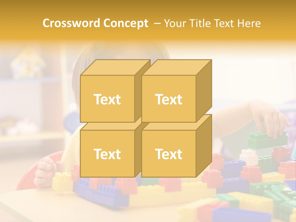 A Little Girl Playing With Legos At A Table PowerPoint Template