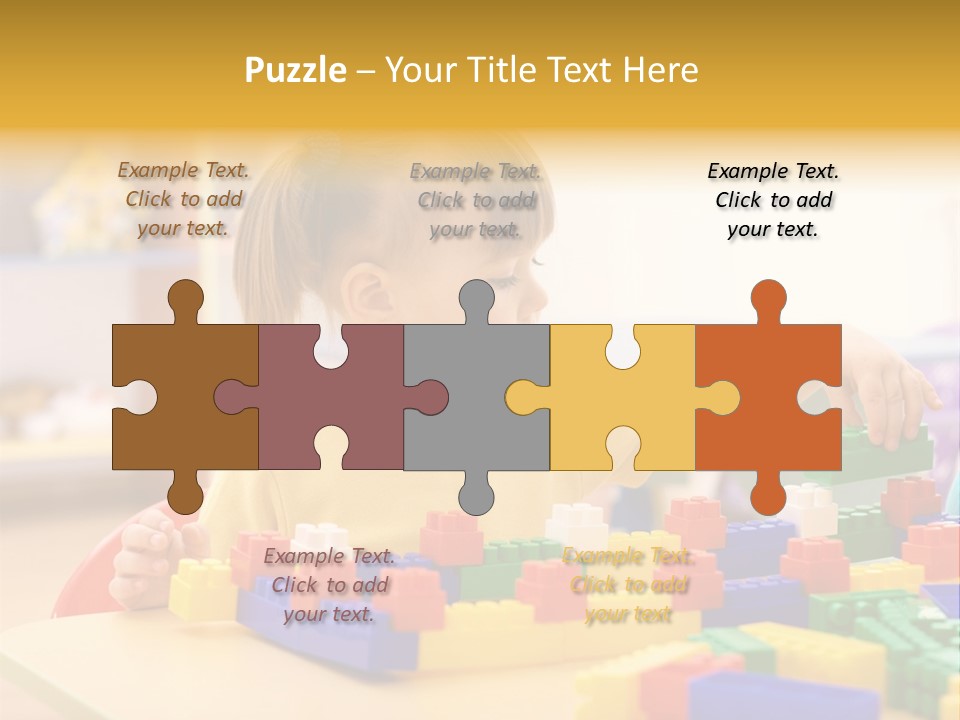 A Little Girl Playing With Legos At A Table PowerPoint Template