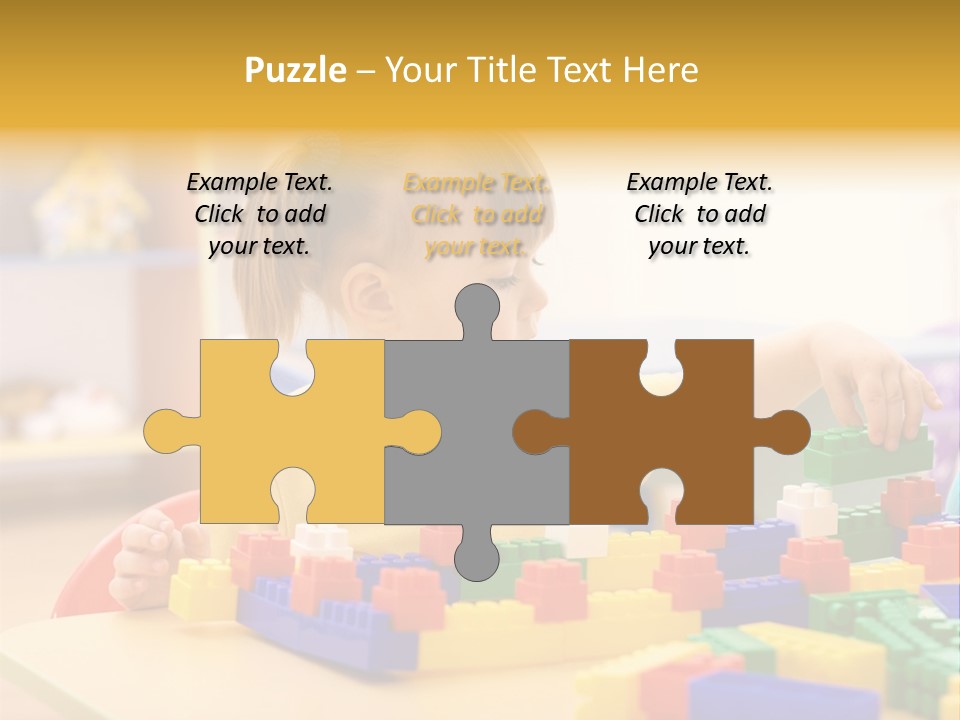 A Little Girl Playing With Legos At A Table PowerPoint Template